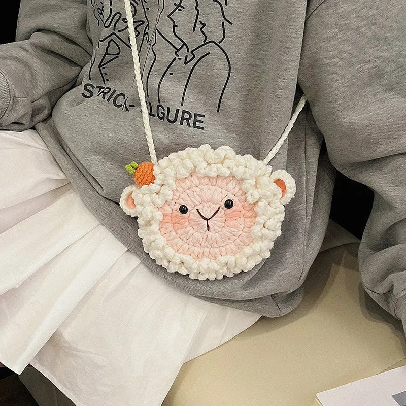 Niedliche Schaf-Themen Häkel Mini Tasche