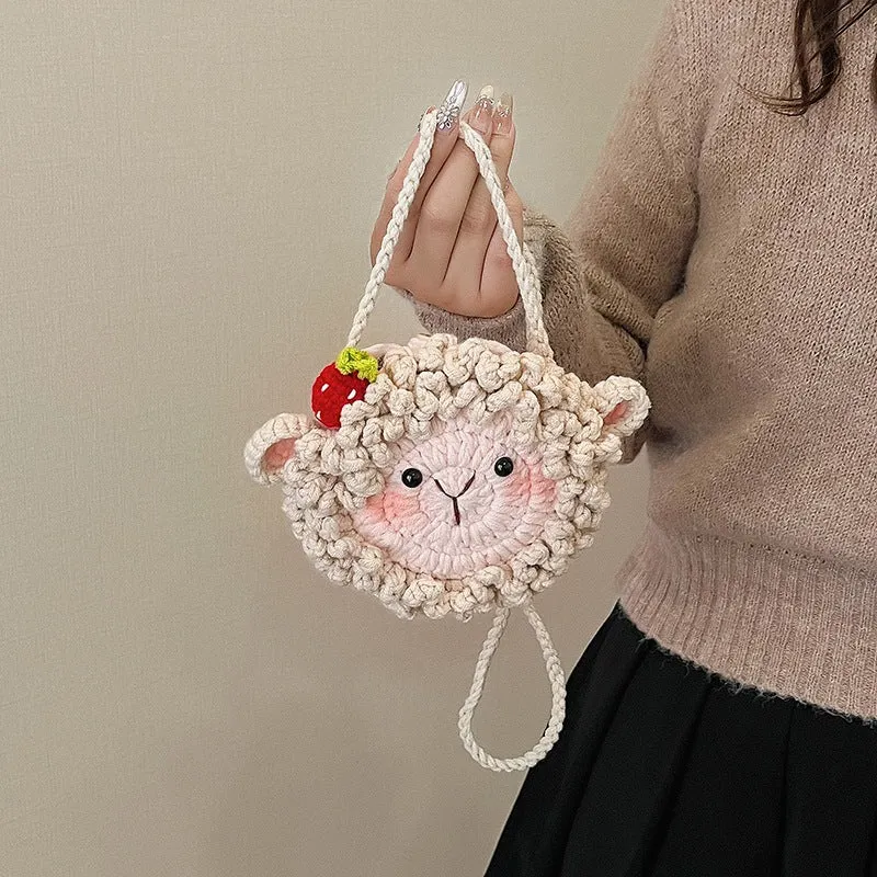Niedliche Schaf-Themen Häkel Mini Tasche
