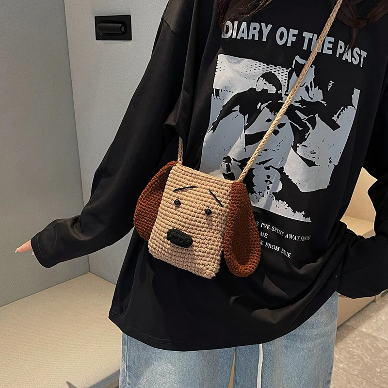 Süße hunde-themed Häkel-Crossbody-Tasche