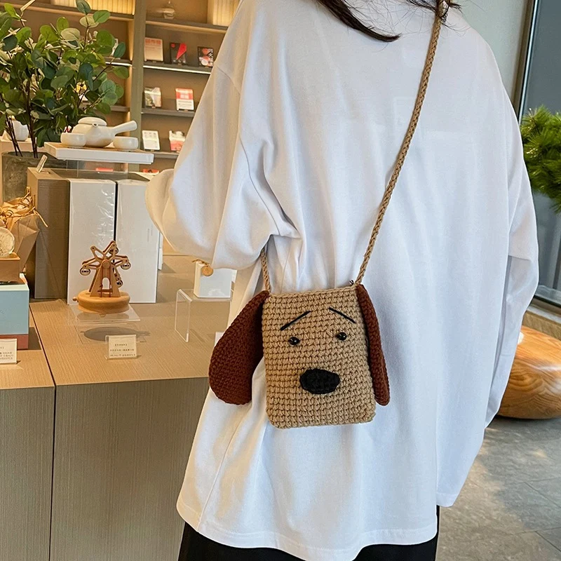 Süße hunde-themed Häkel-Crossbody-Tasche