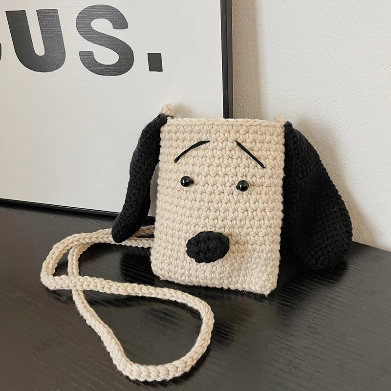 Süße hunde-themed Häkel-Crossbody-Tasche