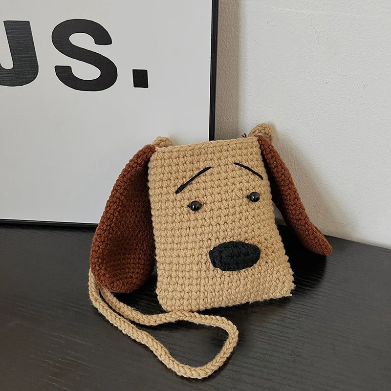Süße hunde-themed Häkel-Crossbody-Tasche