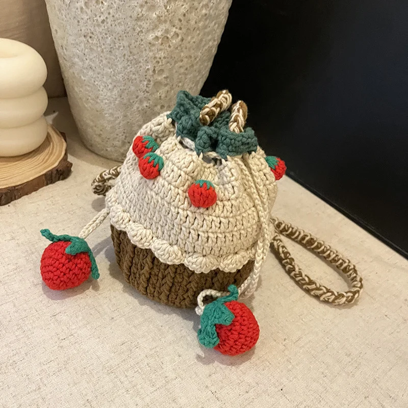 Süßes Cupcake-Themen Häkel-Mini-Handtasche