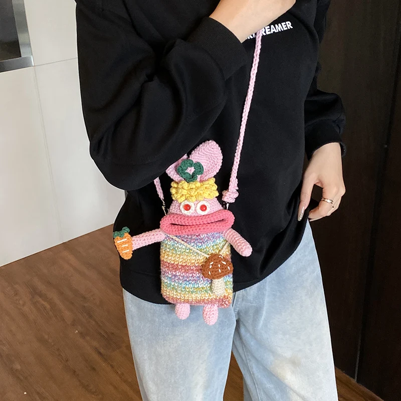 Süße Charakter Häkel Mini Rucksack