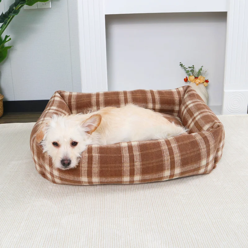 Orthopädisches Hundebett mit Karomuster