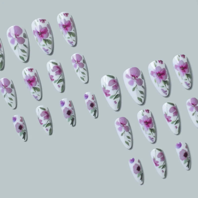 Blumen-Aquarell-Nagelkunst-Set