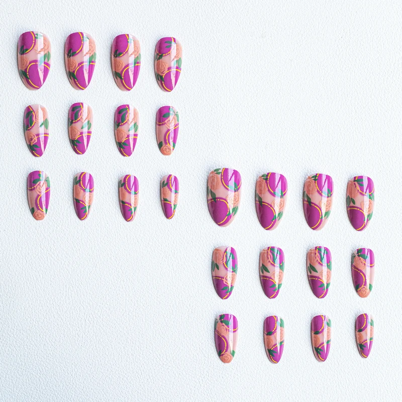 Floral Rose Acryl-Nagelkunst