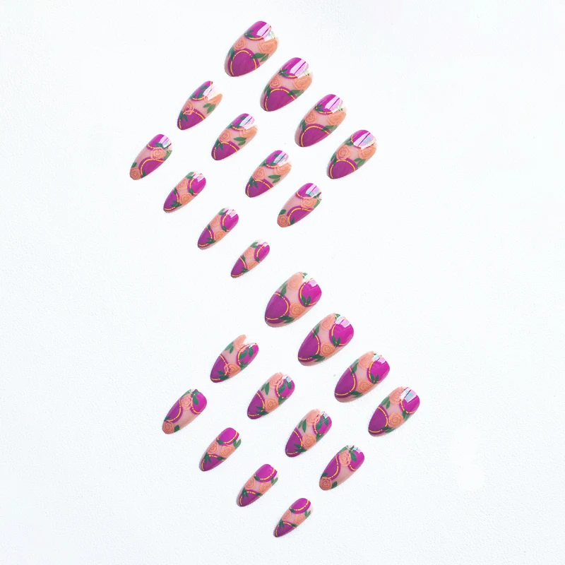 Floral Rose Acryl-Nagelkunst