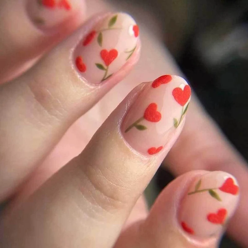 Florales Herz Akzent Nagelkunstset