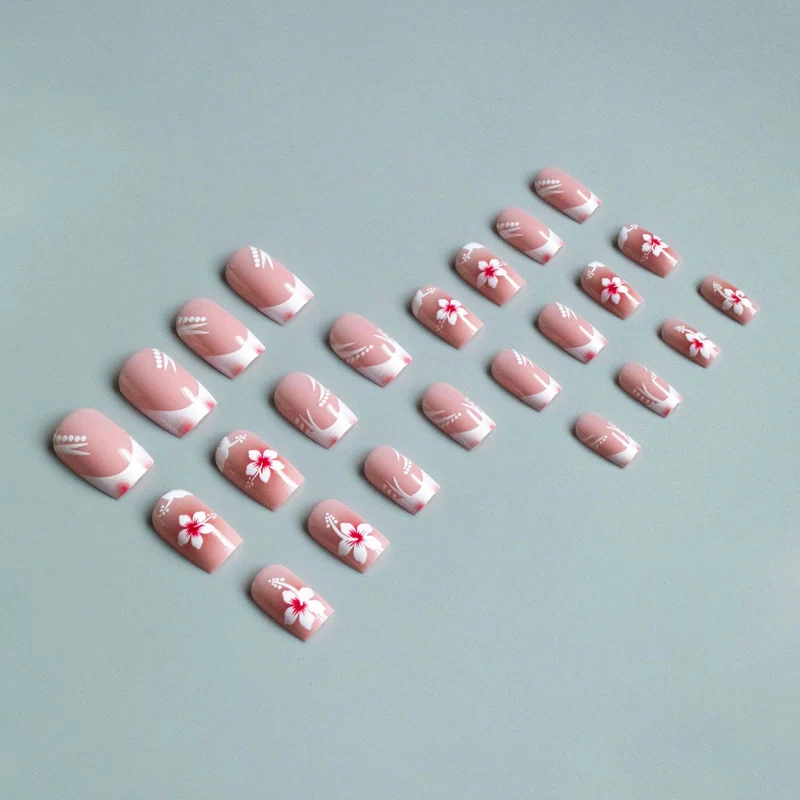 Floral Französische Spitze Nagelkunst Set