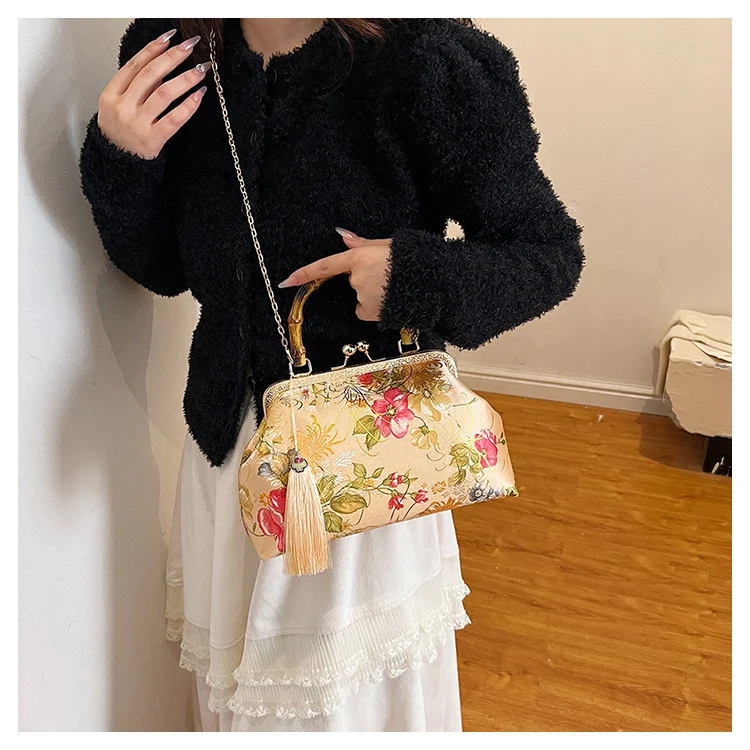 Vintage-inspirierte florale Handtasche