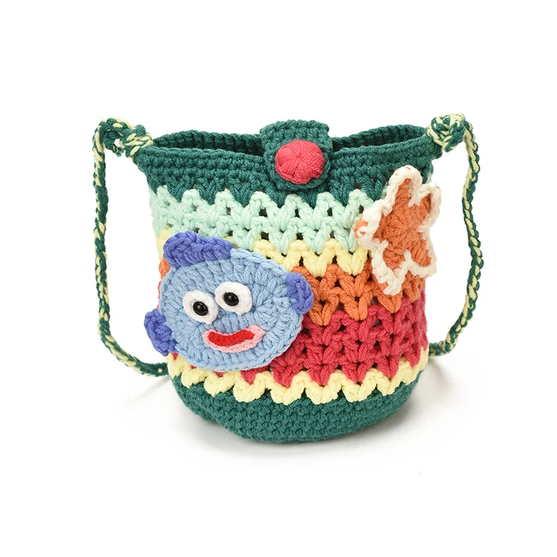 Spaß Häkel Fischförmige Mini Eimer Tasche