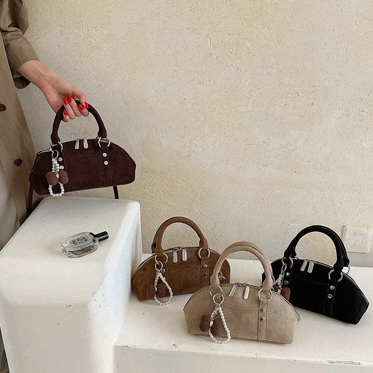 Strukturierte Wildleder-Handtasche