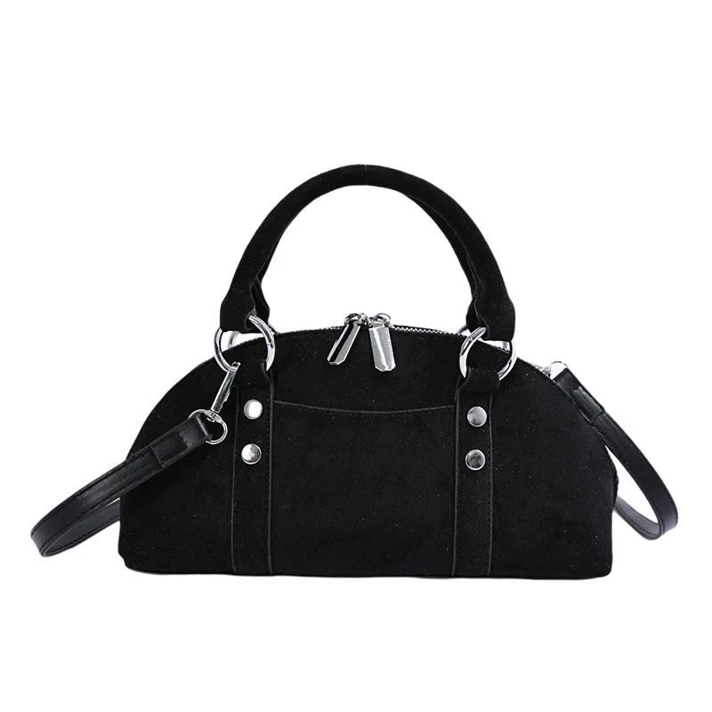 Strukturierte Wildleder-Handtasche