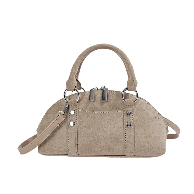 Strukturierte Wildleder-Handtasche