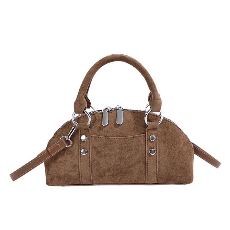 Strukturierte Wildleder-Handtasche