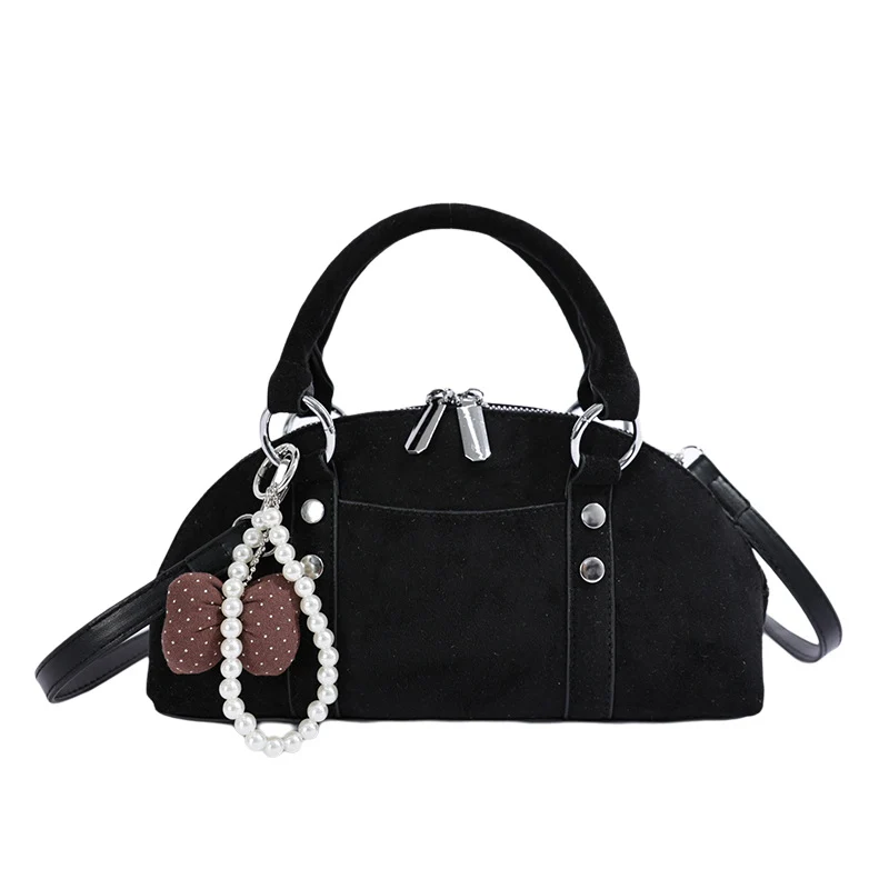 Strukturierte Wildleder-Handtasche