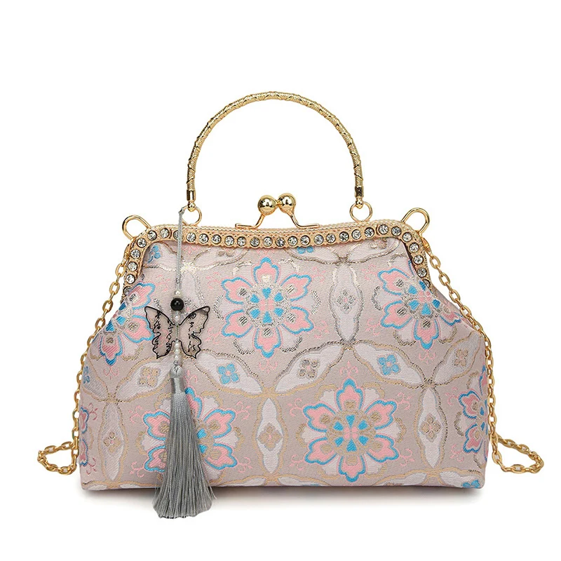 Vintage Blumenstickerei Handtasche