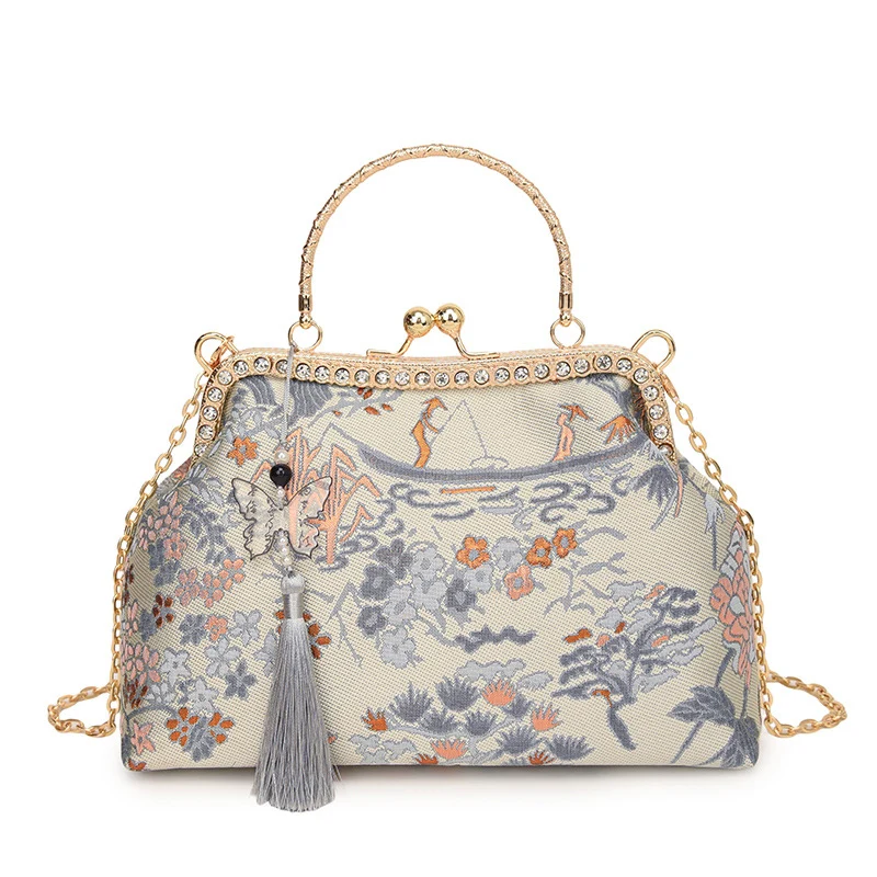 Vintage Blumenstickerei Handtasche