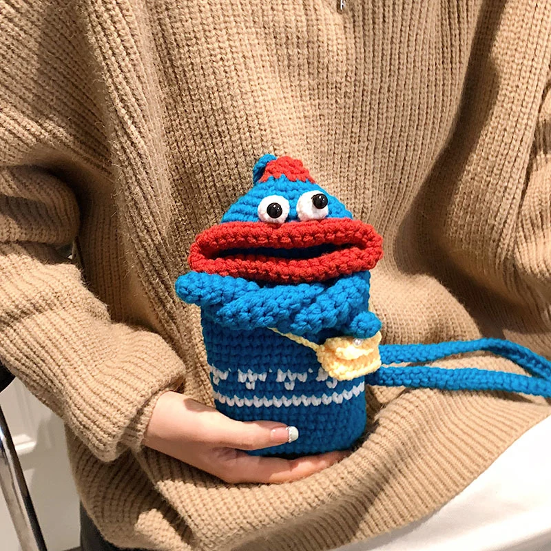 Fun Charakter Häkel Crossbody Bag