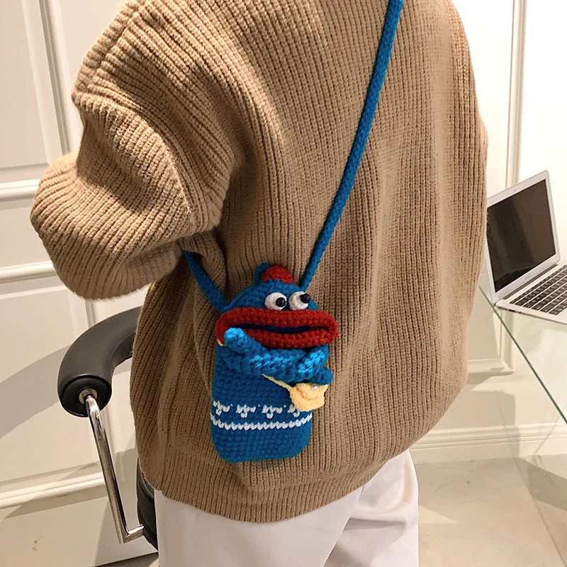 Fun Charakter Häkel Crossbody Bag