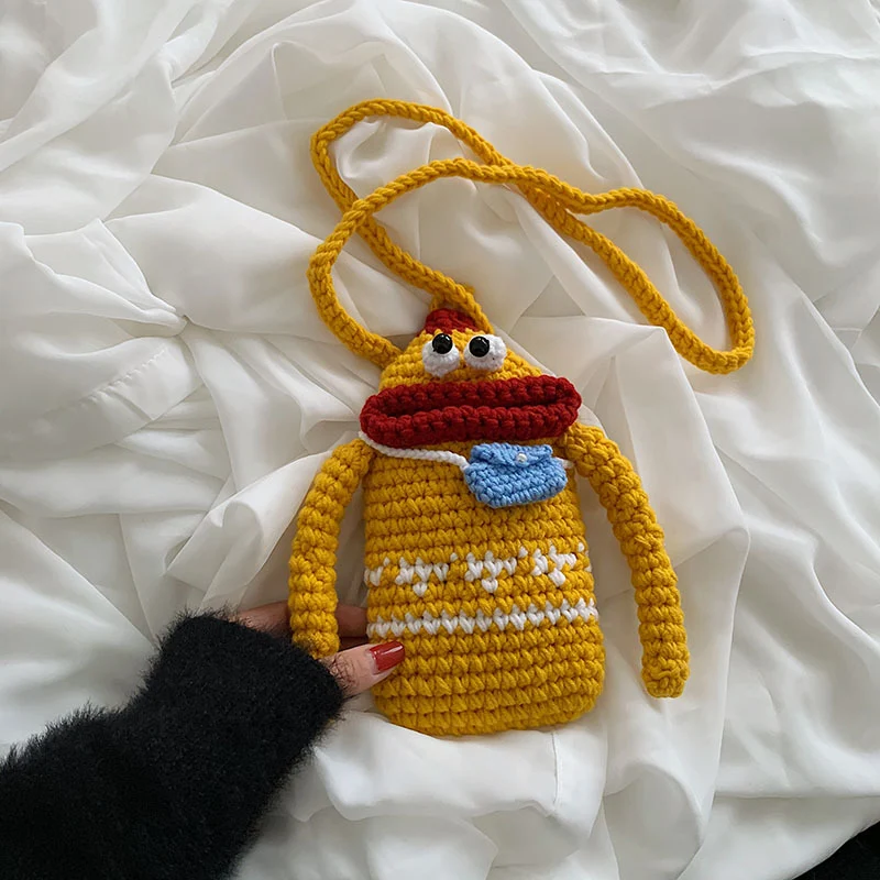 Fun Charakter Häkel Crossbody Bag