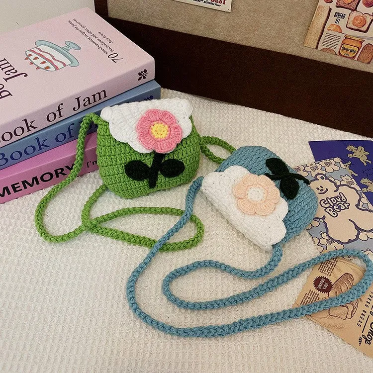 Blumenmuster Häkel Mini Tasche