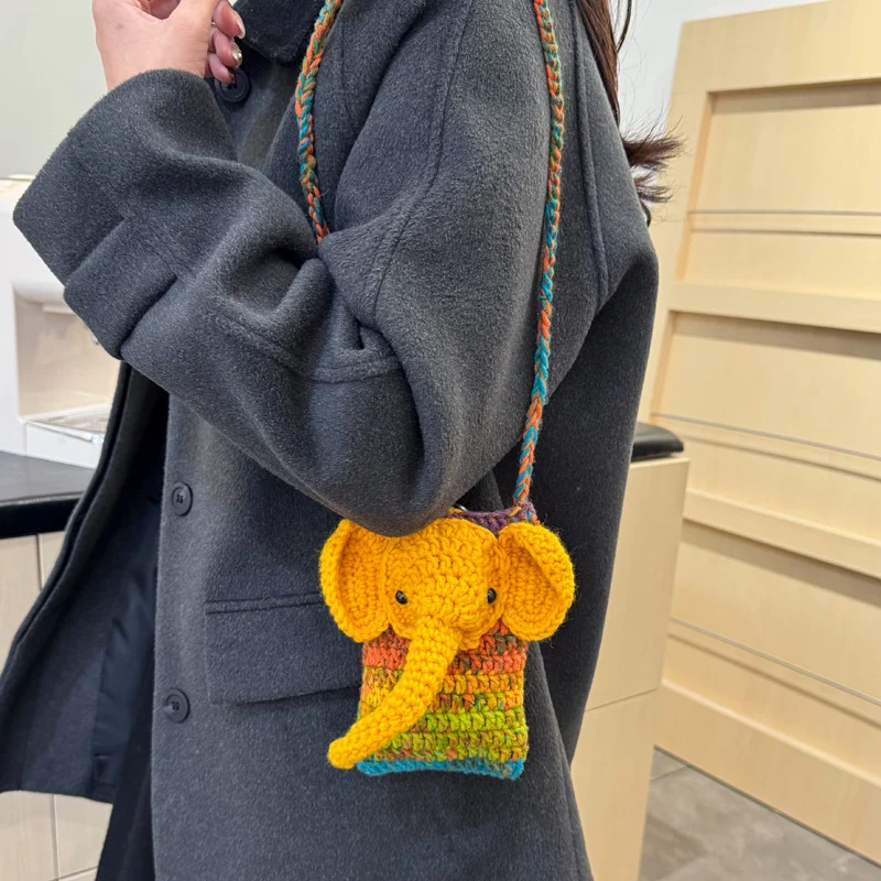 Elefant-Themen Häkel Mini Handtasche