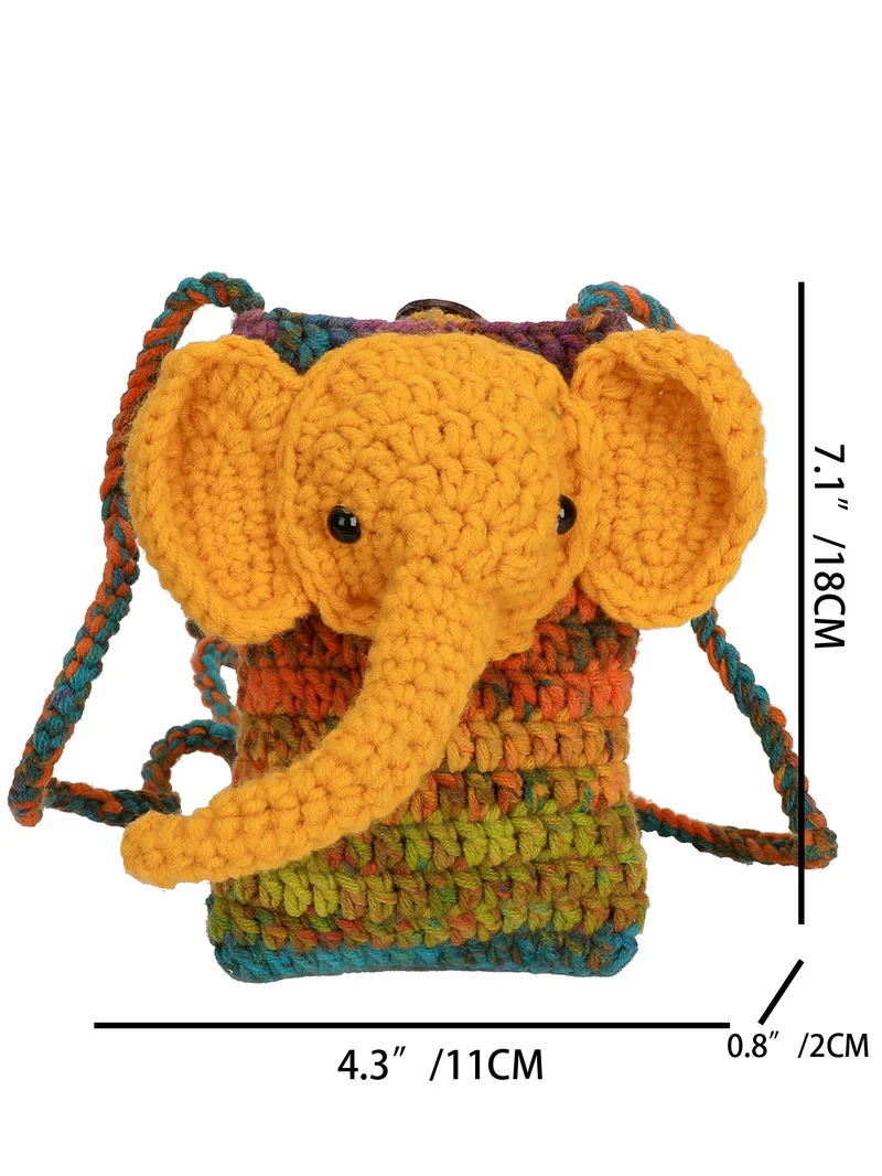 Elefant-Themen Häkel Mini Handtasche