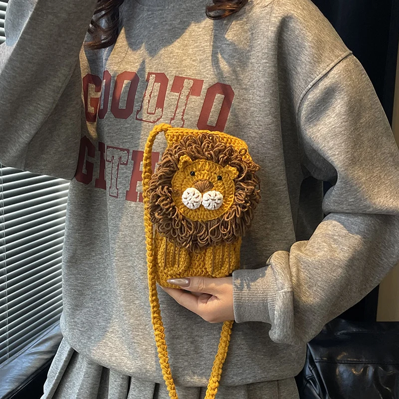 Häkel-Löwen-Themen-Mini-Tasche