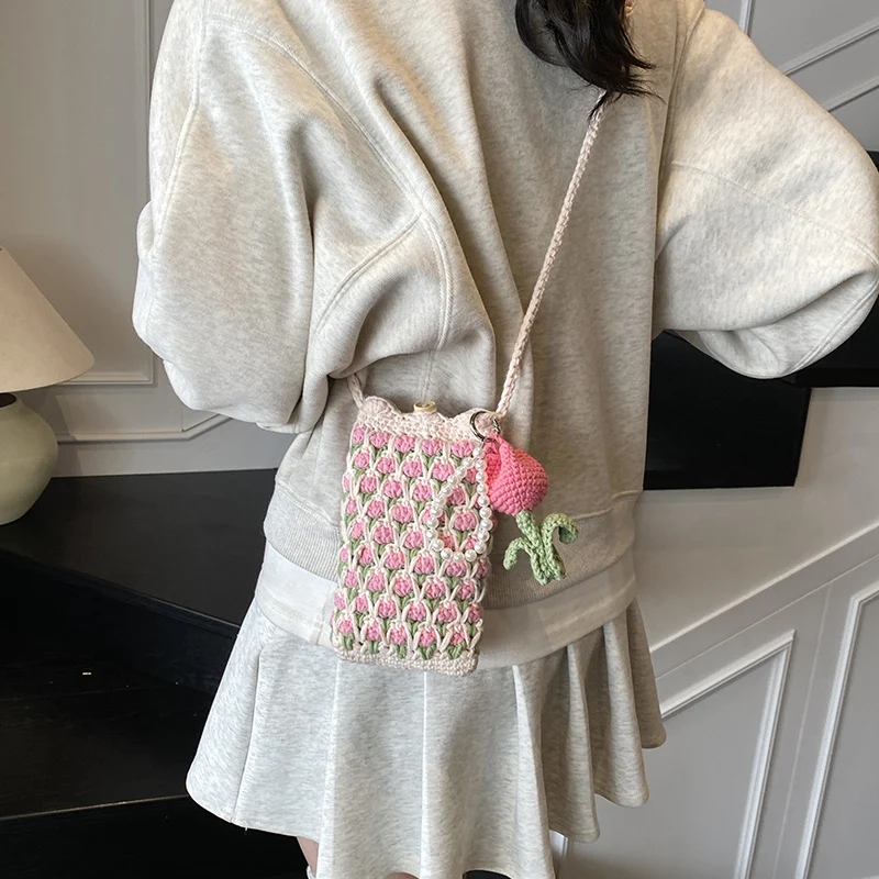 Häkelblumen-Themen Mini Tasche