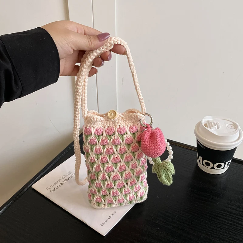 Häkelblumen-Themen Mini Tasche