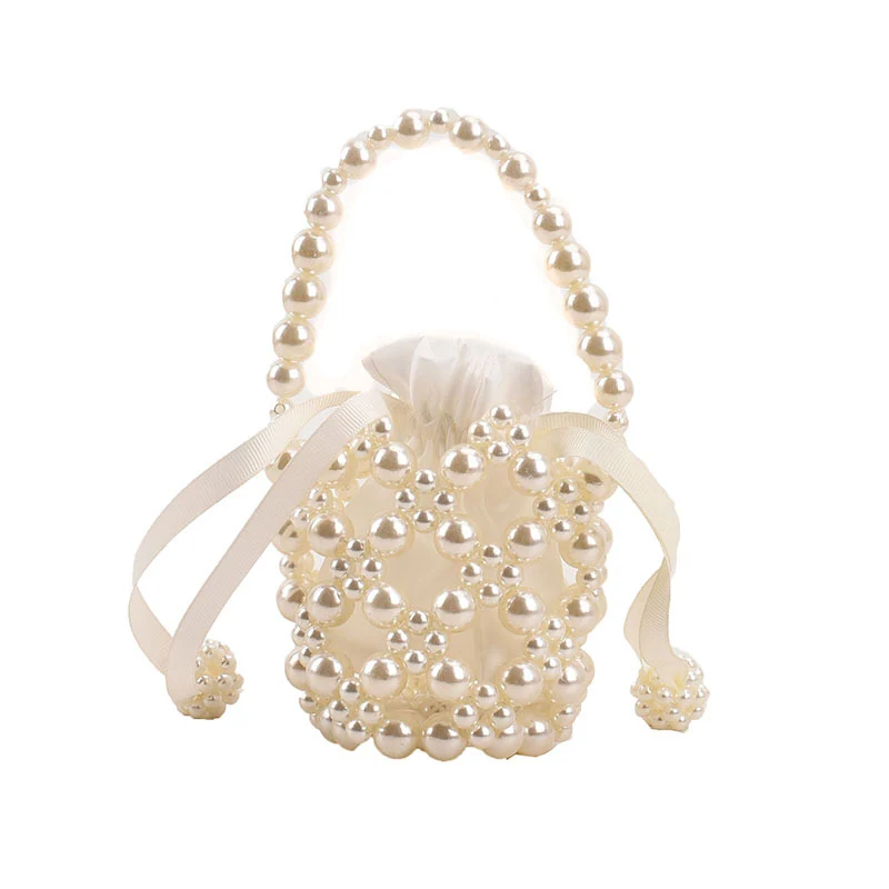 Perlenverzierte Bucket-Handtasche