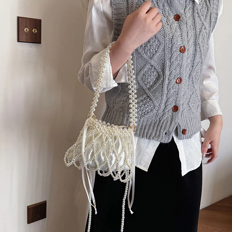 Dekorative Perlen Zugband-Handtasche