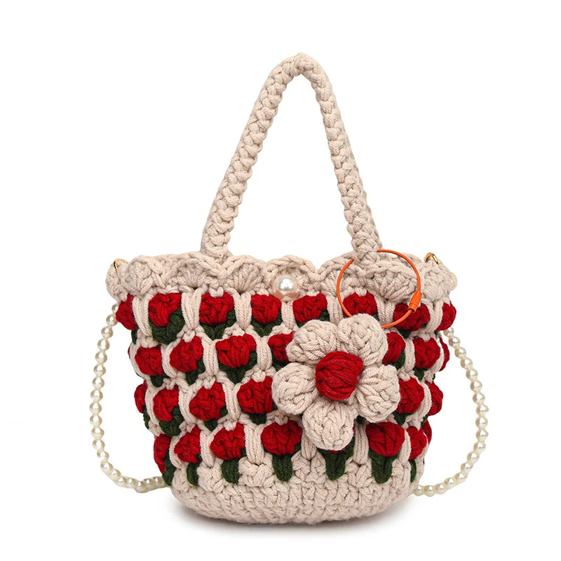 Niedliche Blumige Häkelhandtasche