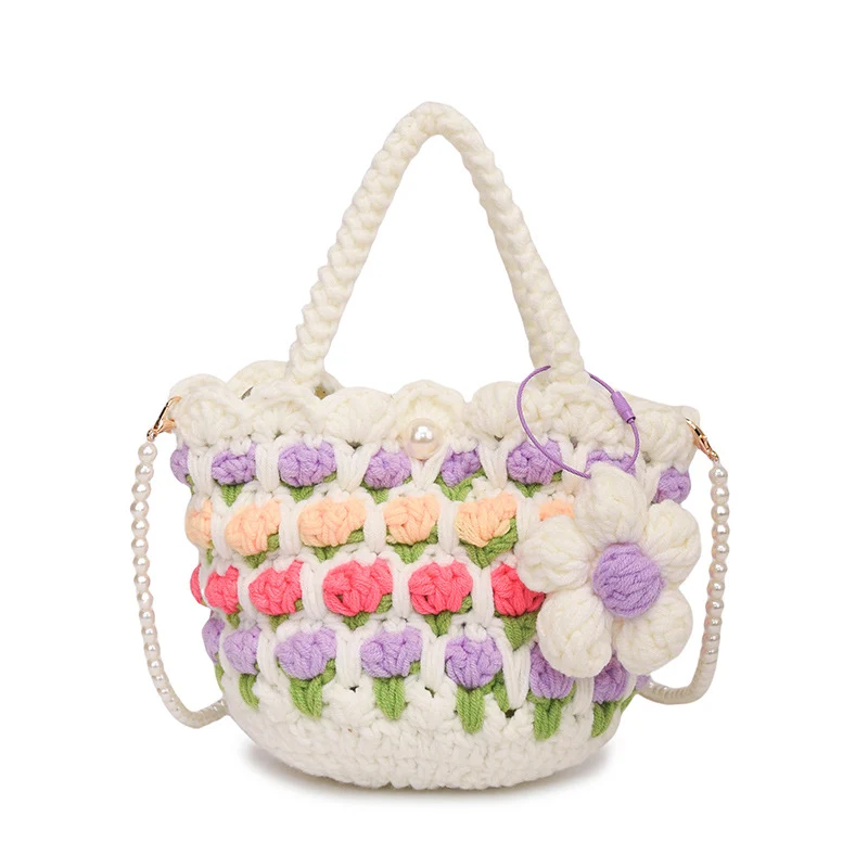 Niedliche Blumige Häkelhandtasche