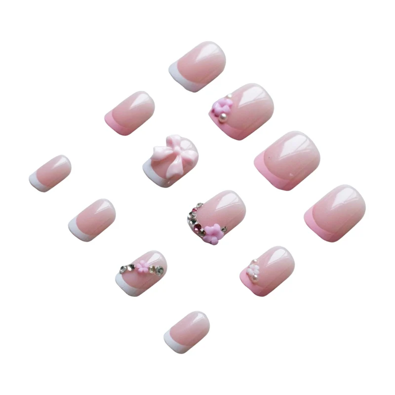 Florale und Edelstein Akzent Nagelkunst Set