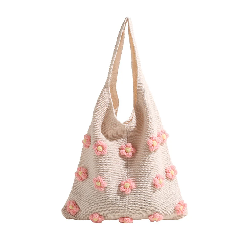 Handgefertigte gehäkelte Blumen-Tasche