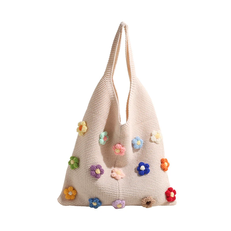 Handgefertigte gehäkelte Blumen-Tasche