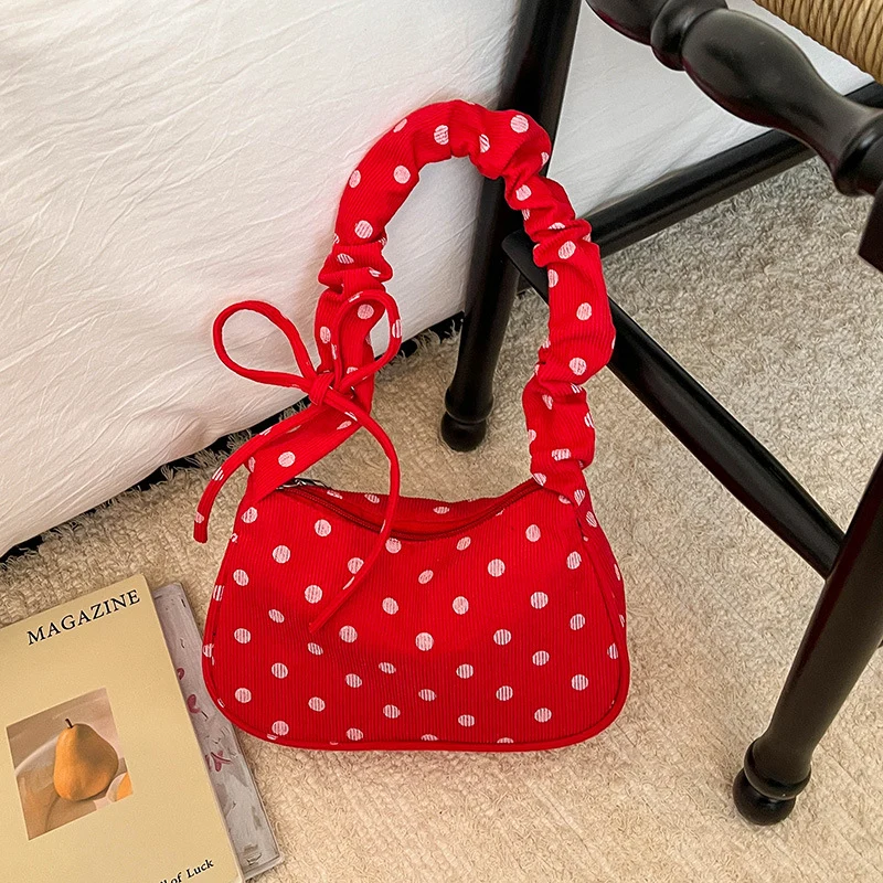 Polka Dot Texturiertes Schultertasche