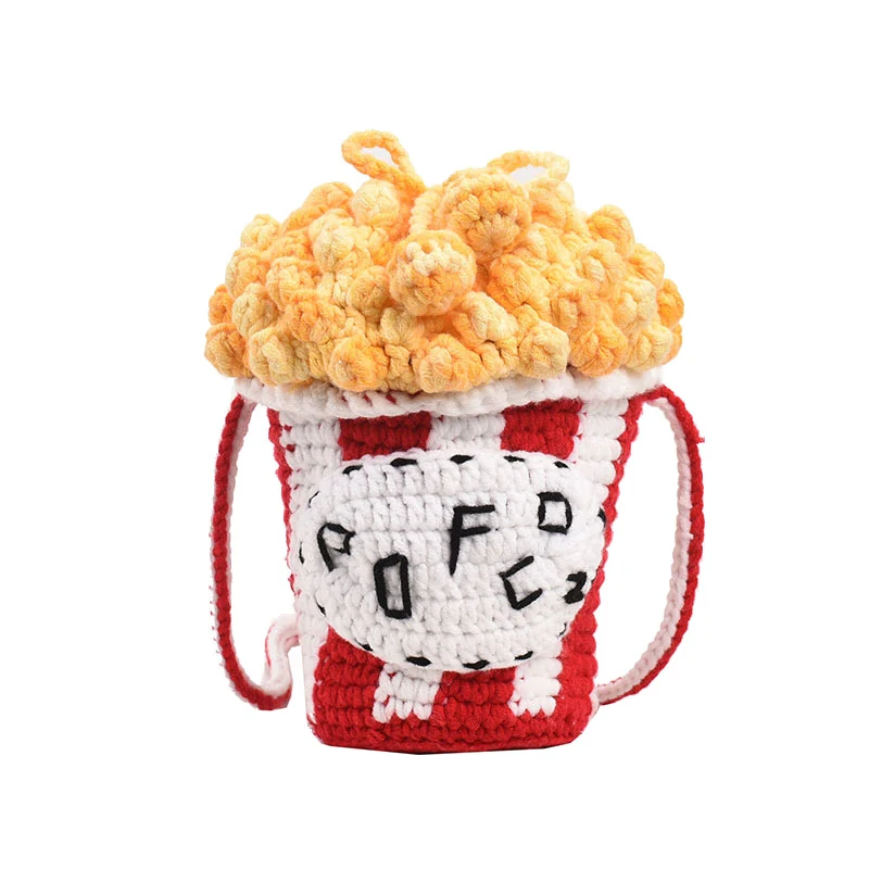 Kreativer Häkeln Popcorn-Themen Mini-Rucksack