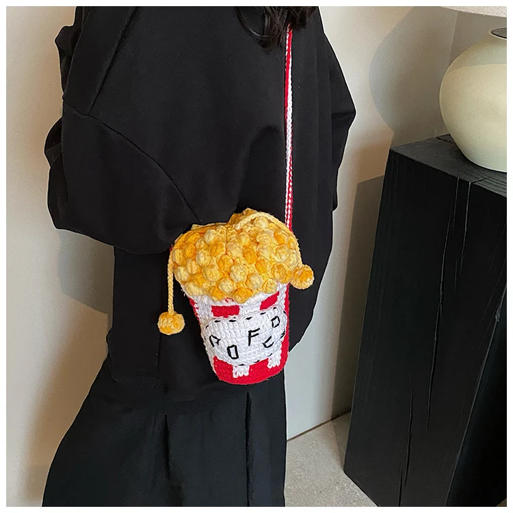 Kreativer Häkeln Popcorn-Themen Mini-Rucksack