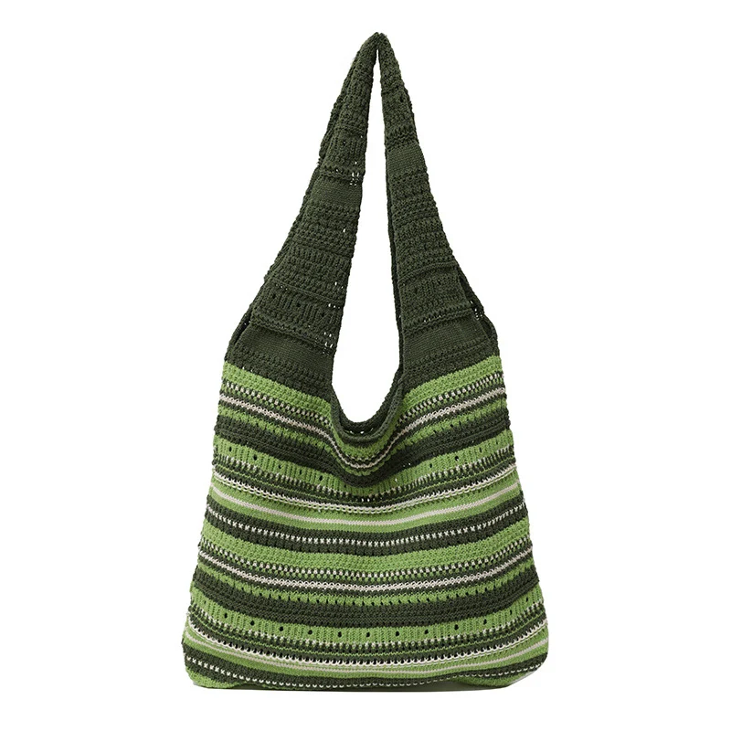 Bohemian Gestreifter Häkel Tote Bag