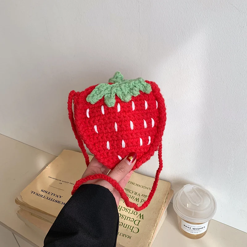 Erdbeer-Themen gehäkelte Handtasche