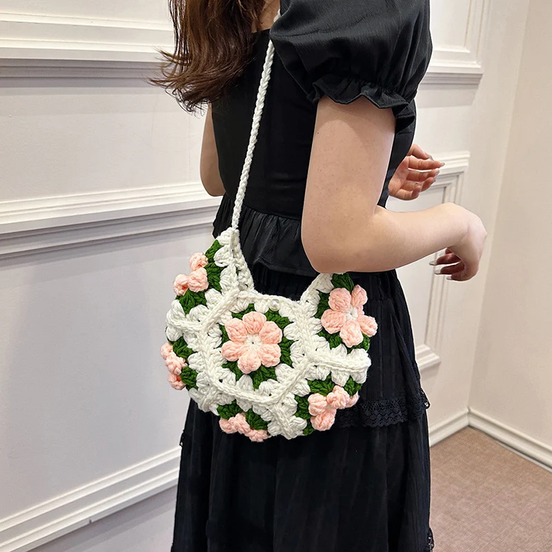 Handgefertigte Floral Häkelhandtasche