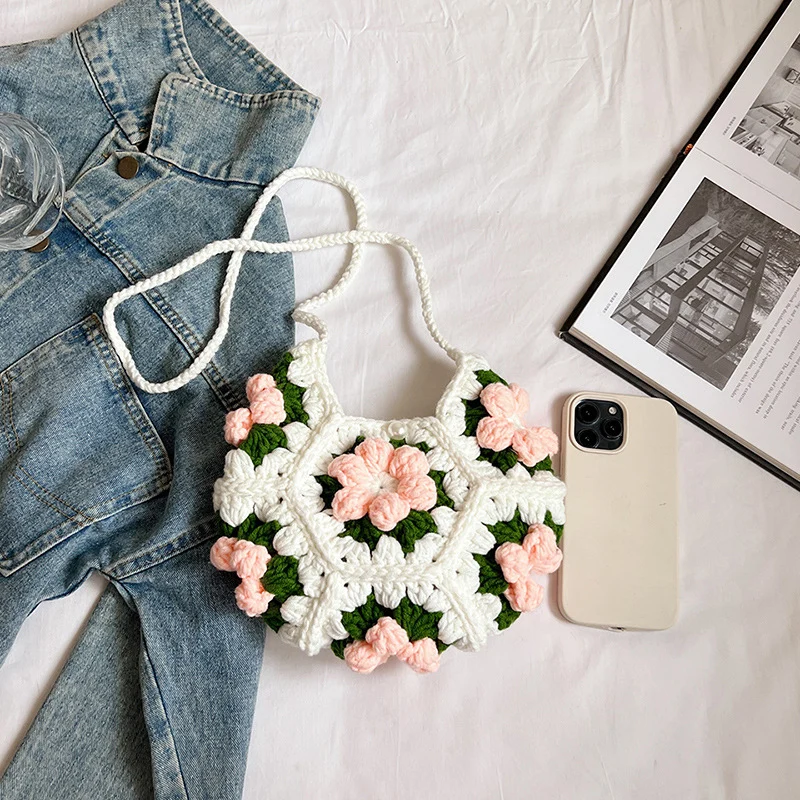 Handgefertigte Floral Häkelhandtasche