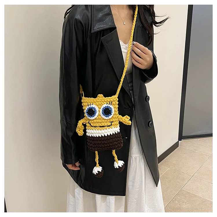 Fun Charakter Häkel Crossbody Bag