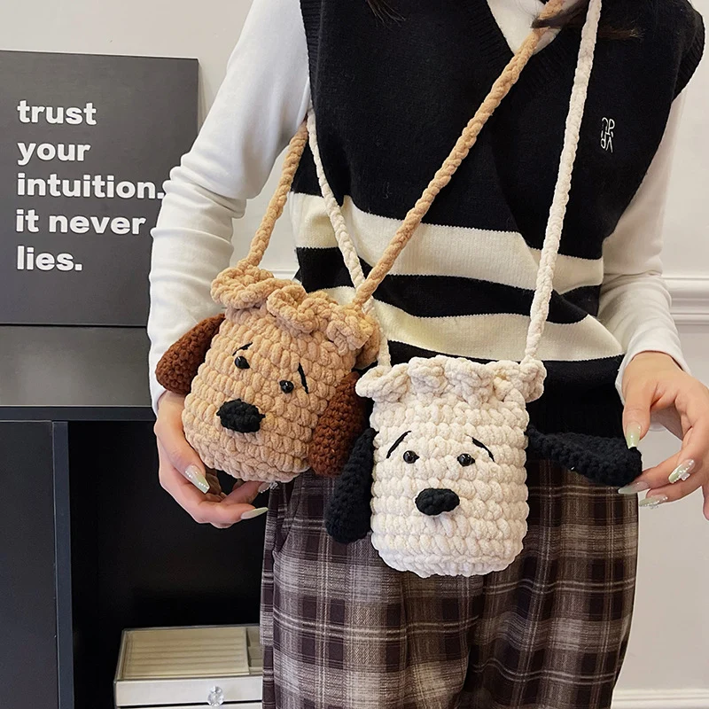 Niedliche Hundefreunde gehäkelte Mini Schultertasche
