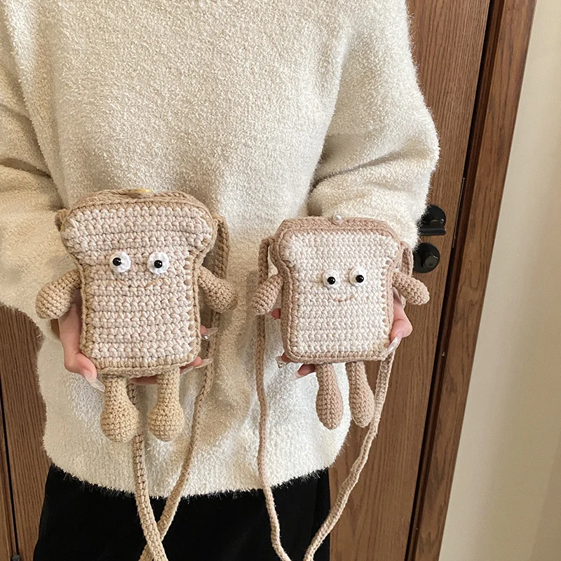 Niedlicher gehäkelter Toast-Themen Mini-Rucksack