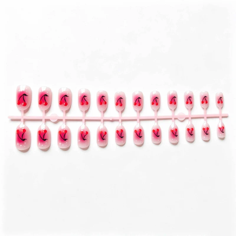 Kirsch-inspiriertes Gellack-Nageldesign